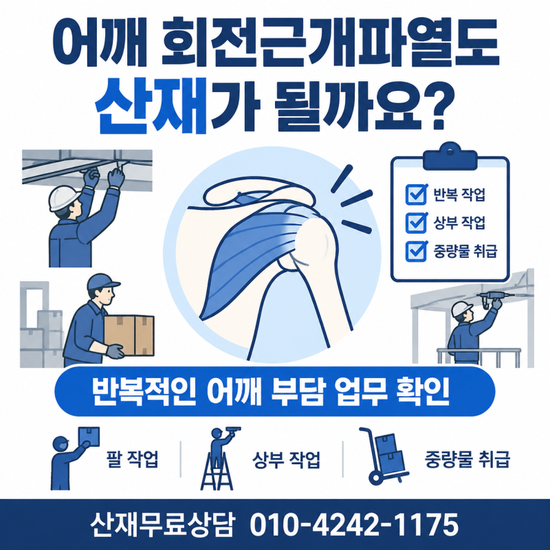 어깨 회전근개파열 산재 인정 기준반복적인 팔 작업·중량물 취급도 업무상 질병일까요?
