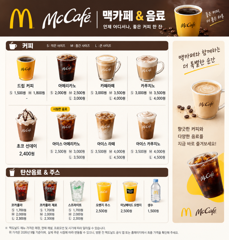 2026 맥도날드 메뉴 가격 총정리｜빅맥·세트·맥런치·신메뉴까지