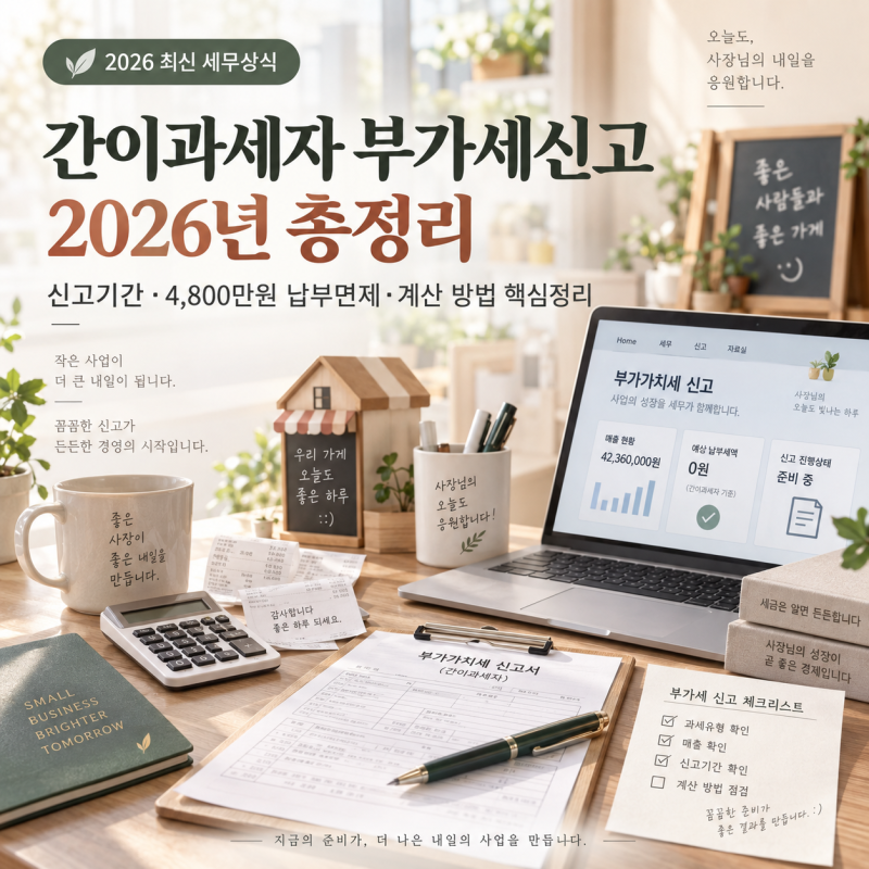 간이과세자 부가세신고 2026년 신고기간·4800만원 납부면제 총정리