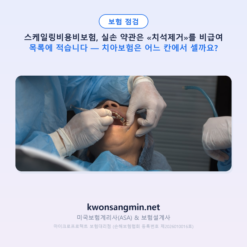 스케일링비용비보험, 실손 약관은 «치석제거»를 비급여 목록에 적습니다 — 치아보험은 어....