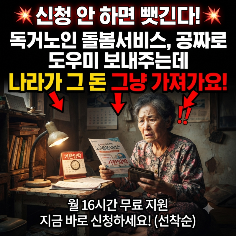 독거노인 돌봄서비스, 공짜로 도우미 보내주는데 신청 안 하면 나라가 그 돈 그냥 가져가요