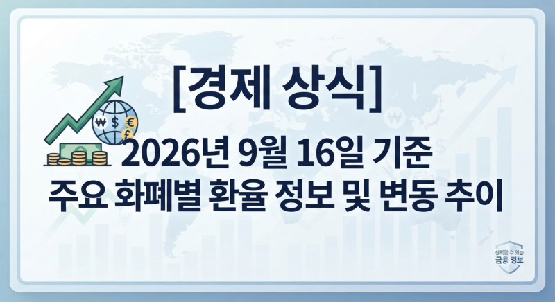 [경제 상식] 2026년 9월 16일 기준 주요 화폐별 환율 정보 및 변동 추이