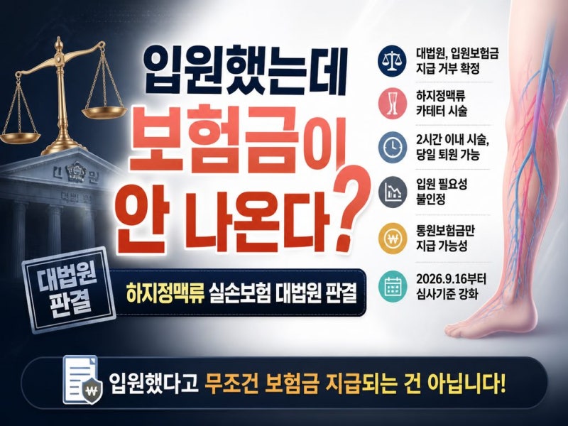 하지정맥류 시술 앞두고 계신가요? 입원해도 보험금 못 받을 수 있다는 대법원 판결 총정리....