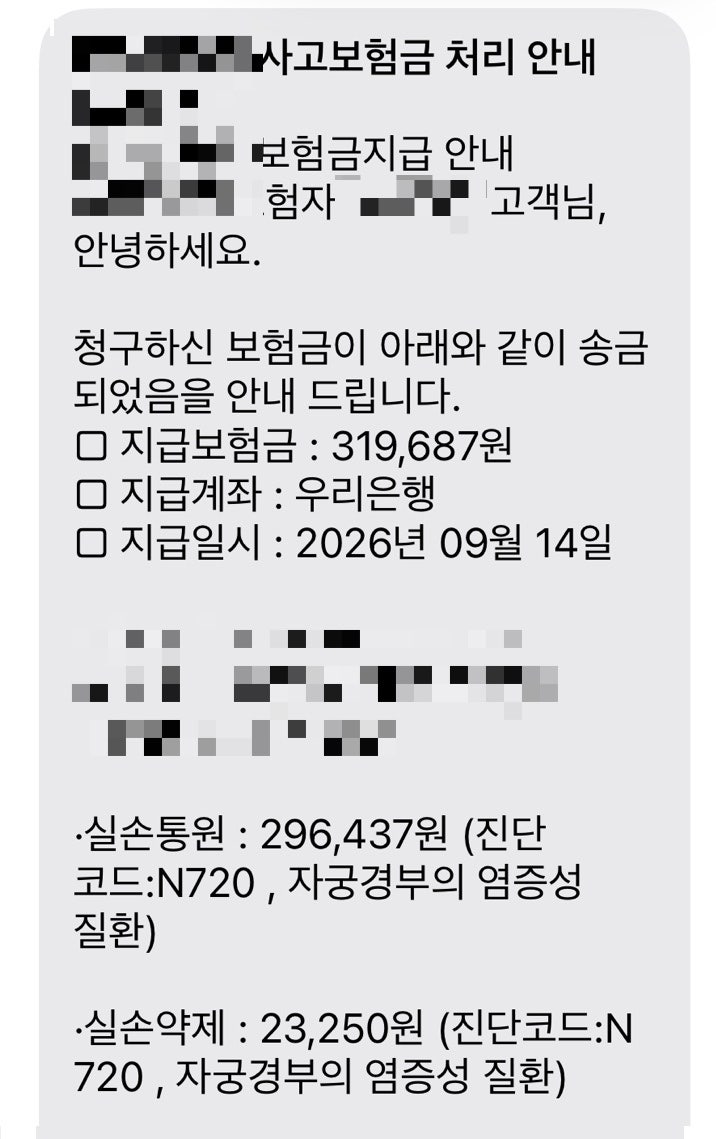 임신준비 - 실손보험금 청구 결과
