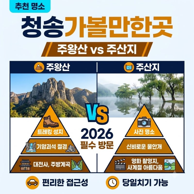 청송가볼만한곳 두 곳 비교, 주왕산 vs 주산지 지금 방문한다면 어디가 좋을까