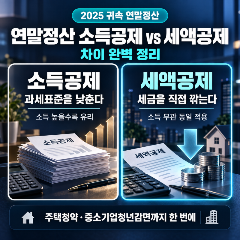 연말정산 소득공제 vs 세액공제 차이 완벽 정리 — 주택청약·중소기업청년감면까지