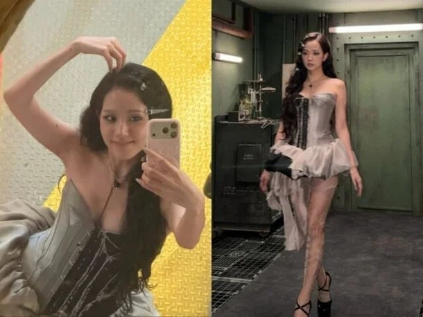 블랙핑크 지수 ‘클릭’ 비하인드, 코르셋 드레스 입으니 분위기 확 달라졌다