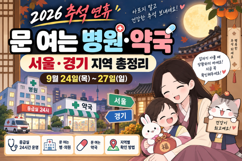 2026 추석 연휴 문 여는 병원·약국 찾기｜서울·경기 응급실·야간진료 총정리