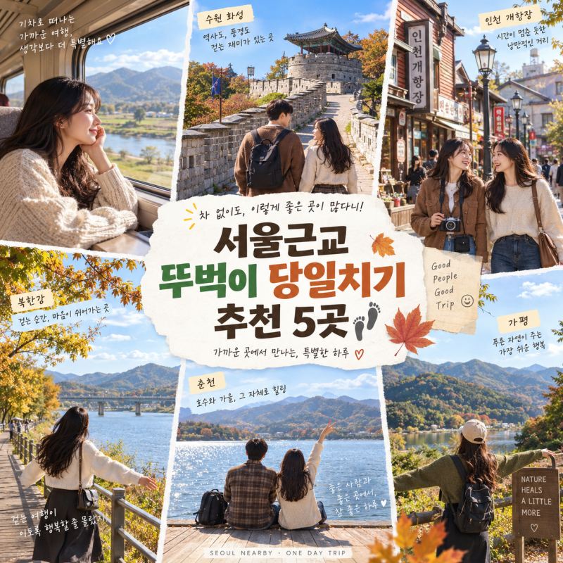서울근교 뚜벅이 당일치기 추천 5곳