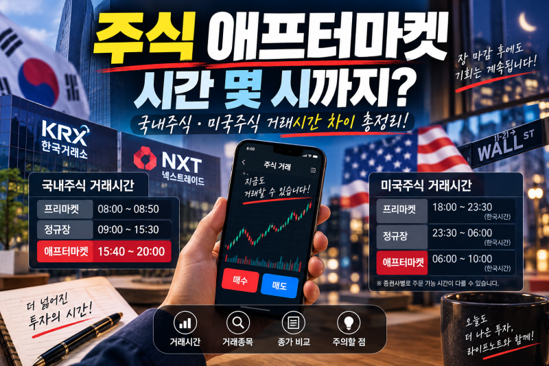 주식 애프터마켓 시간 몇 시까지? 국내주식·미국주식 거래시간 차이 총정리