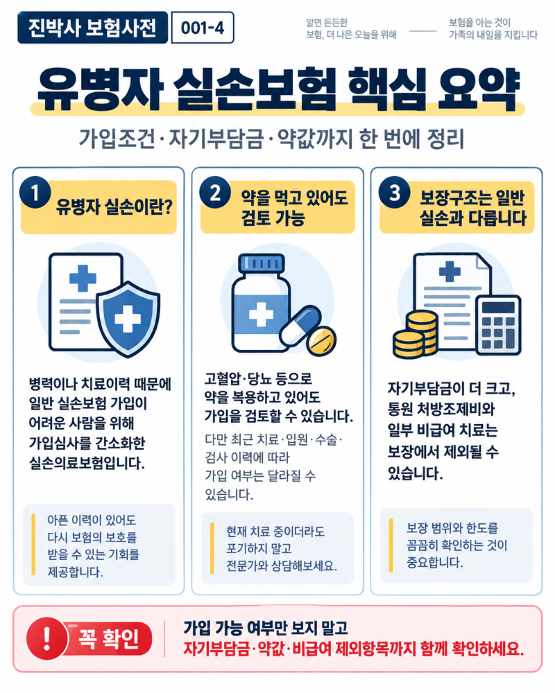 001-4 | 유병자 실손보험 가입할 수 있을까? 가입조건·자기부담금·약값까지 정리