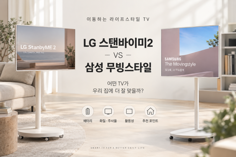 이동식TV 고민이라면? LG스탠바이미2 삼성무빙스타일 비교해보니