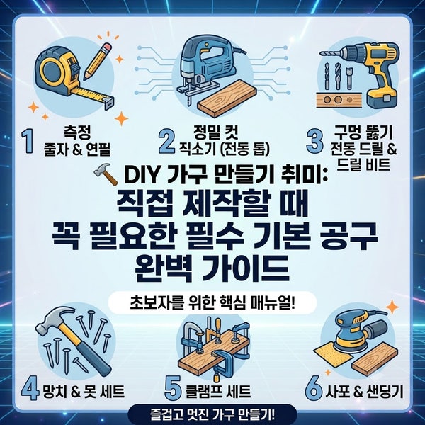 DIY 가구 만들기 취미: 직접 제작할 때 꼭 필요한 필수 기본 공구 완벽 가이드