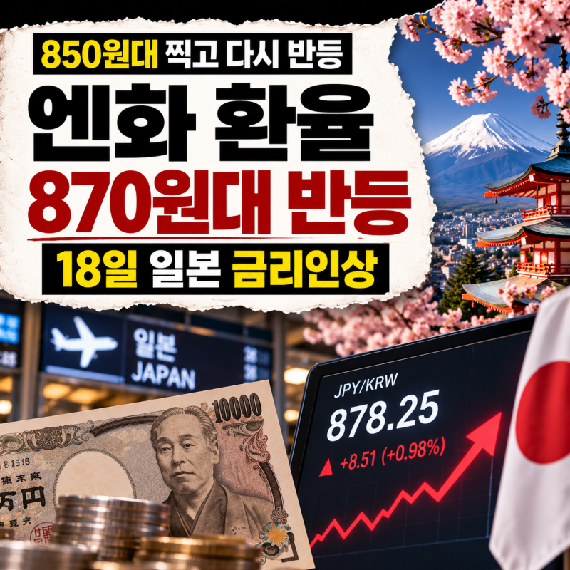 엔화 환율 전망 870원대 반등, 18일 일본 금리인상하면 더 오를까