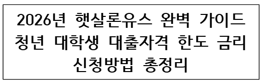 2026년 햇살론유스 완벽 가이드 ㅣ청년 대학생 대출자격 한도 금리 신청방법 총정리