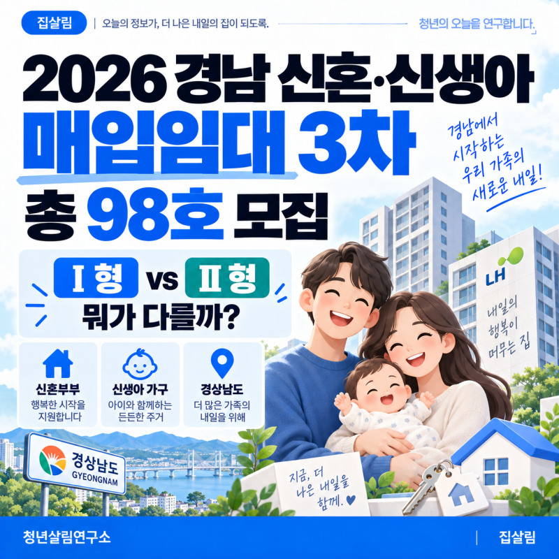 2026 경남 신혼·신생아 매입임대 3차｜98호 모집, Ⅰ·Ⅱ 뭐가 다를까?