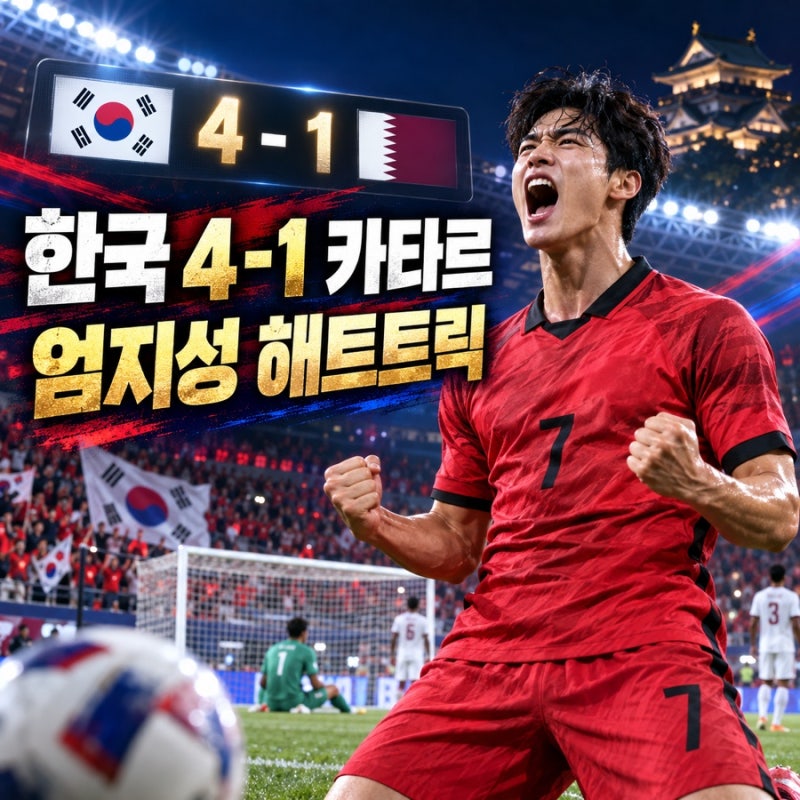한국 카타르 4대1 완파｜엄지성 전반 해트트릭, 아시안게임 축구 결과 총정리