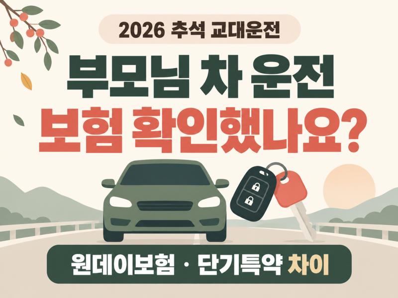 2026 추석 부모님 차 운전 보험｜원데이 자동차보험 vs 단기운전자 특약, 당일 가입 차이