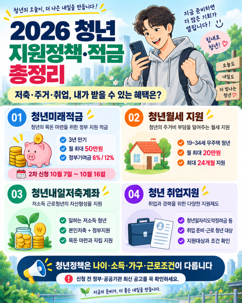 [청년지원정책] ①2026 청년 지원정책·적금 총정리
