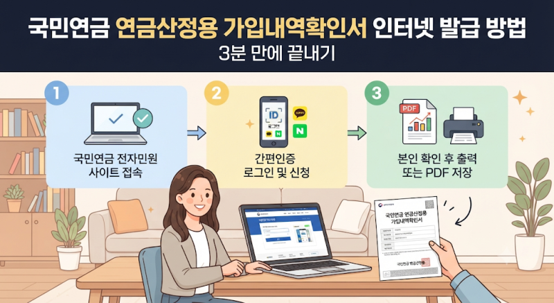 국민연금 연금산정용 가입내역확인서 인터넷 발급 방법 3분 만에 끝내기