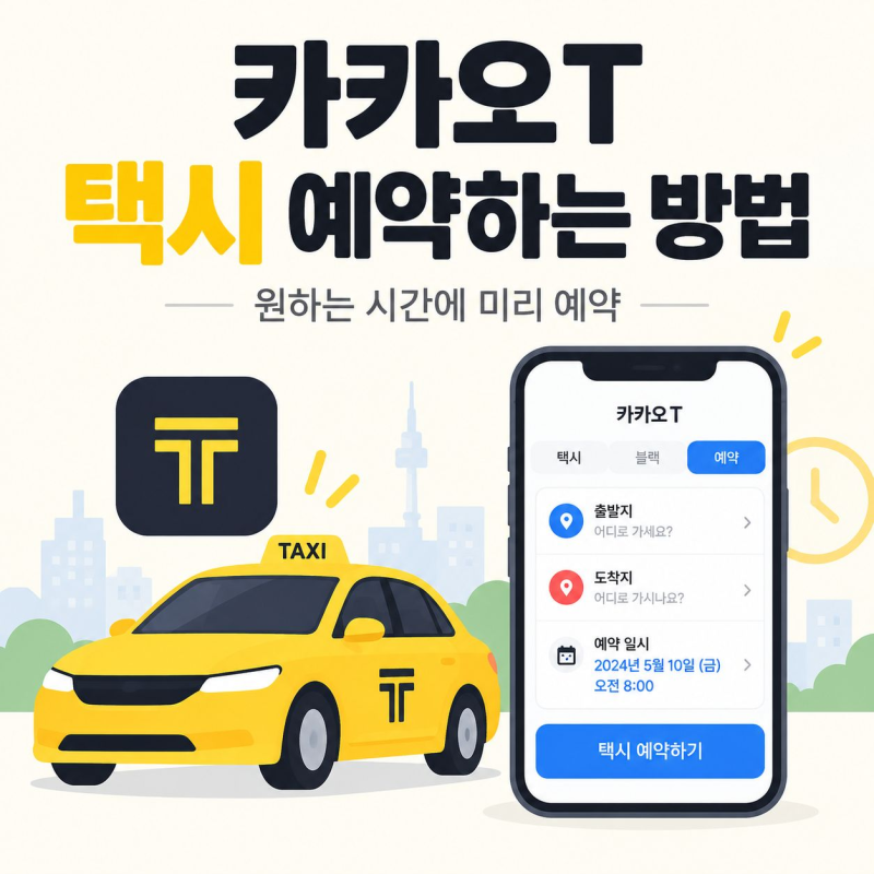 카카오T 택시 예약하는 방법, 원하는 시간에 미리 호출하기