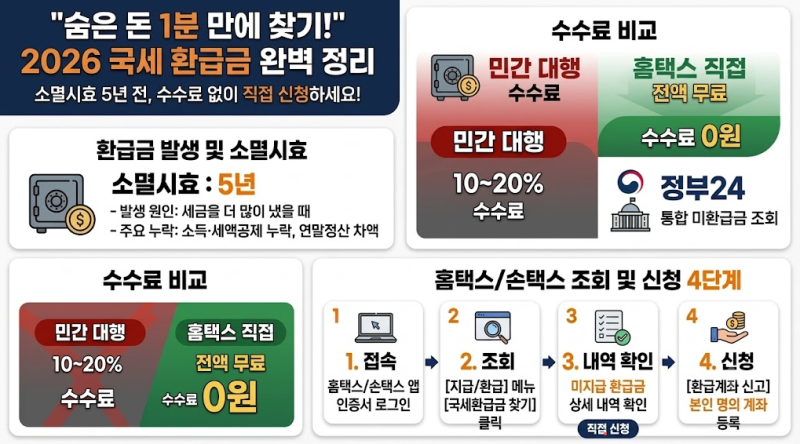 "몰라서 안 떼면 내 손해!" 2026년 숨은 국세 환급금 조회 및 신청방법 총정리