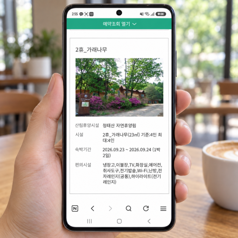 청태산 자연휴양림 숙소 숙박 예약 방법