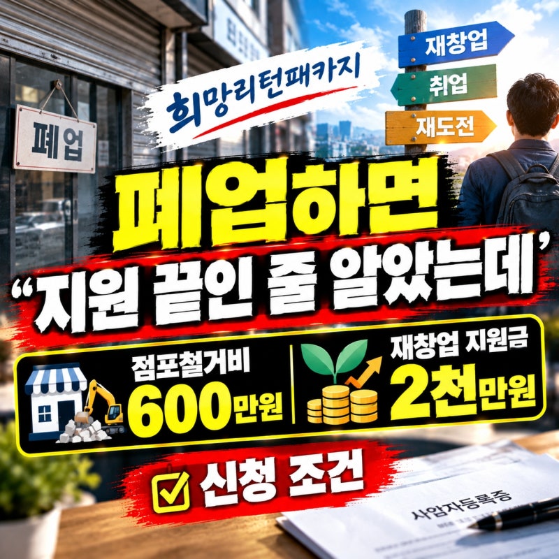 희망리턴패키지 "폐업하면 지원 끝인 줄 알았는데" 점포철거비 600만원·재창업 2천만원 신청 ....