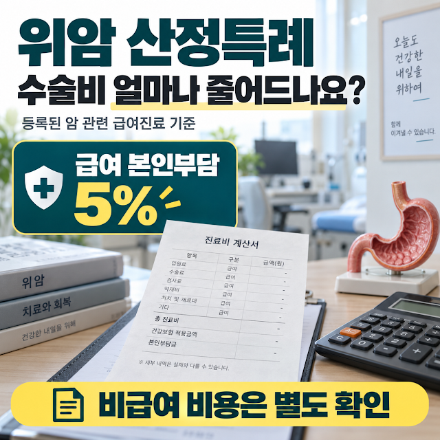 위암 산정특례 수술비는 얼마나 줄어드나요?｜건강보험 5% 적용·비급여 확인