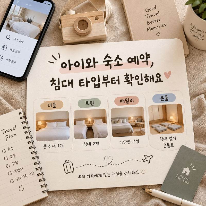 아이와 숙소 예약할 때 침대 타입 차이｜더블·트윈·패밀리·온돌 객실 확인법