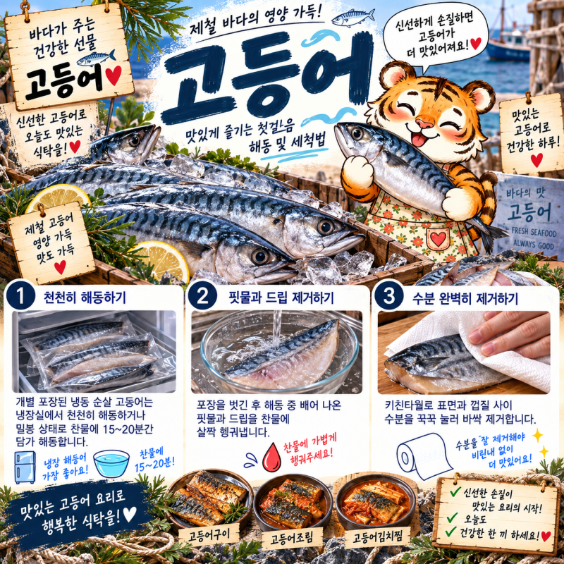 10월 제철 제주 순살 고등어 쌀뜨물 비린내 세척법 & 산패 차단 랩핑·스텐 밀폐 냉동 보관법