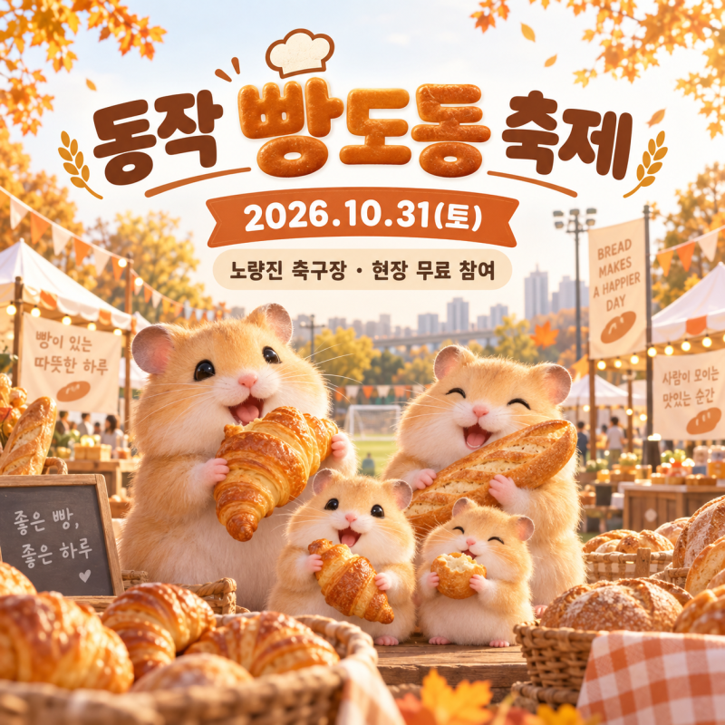 2026 동작 빵도동 축제, 10월 31일 노량진 축구장에서 만나요!
