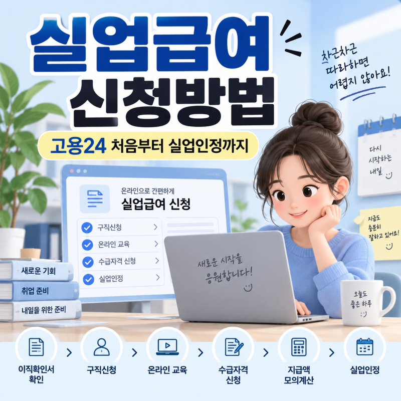 실업급여 신청방법, 고용24에서 처음 신청하는 순서 총정리