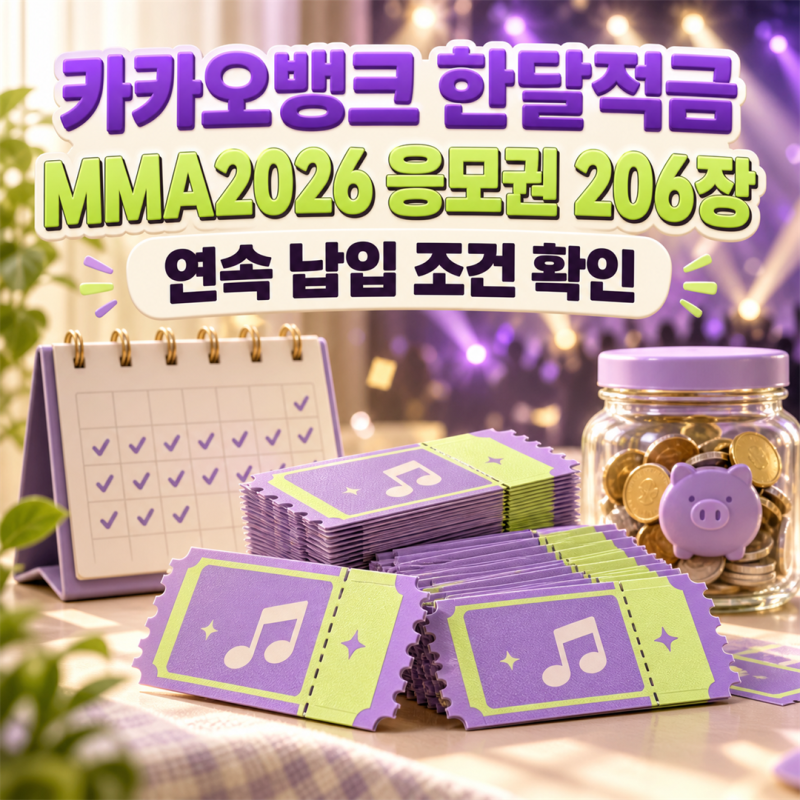 [저축] 카카오뱅크 한달적금 MMA2026, 응모권 206장 받는 납입 조건
