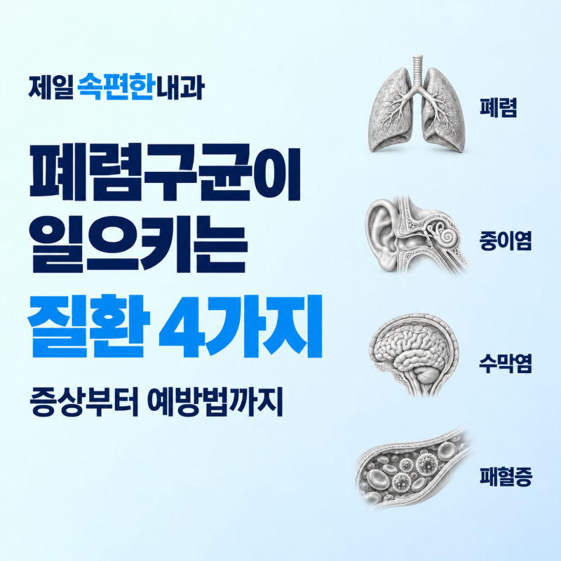 구미내과 폐렴구균이 일으키는 질환 4가지, 증상부터 예방법