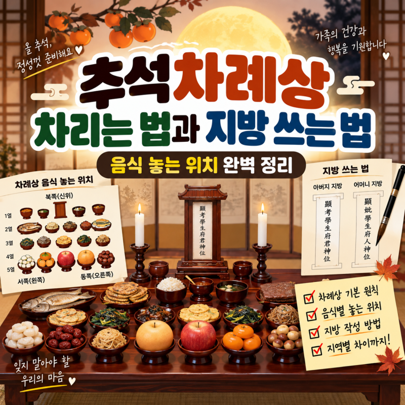 추석 차례상 차리는 법과 지방 쓰는 법 (음식 놓는 위치 완벽 정리)