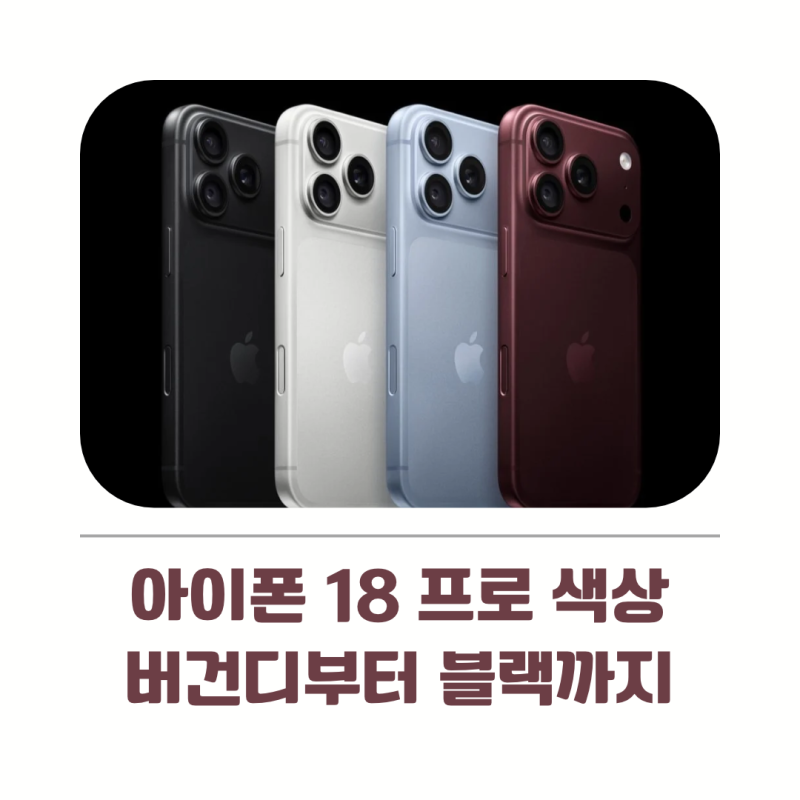 아이폰 18 프로 색상 4가지 공개, 버건디부터 블랙까지 정리