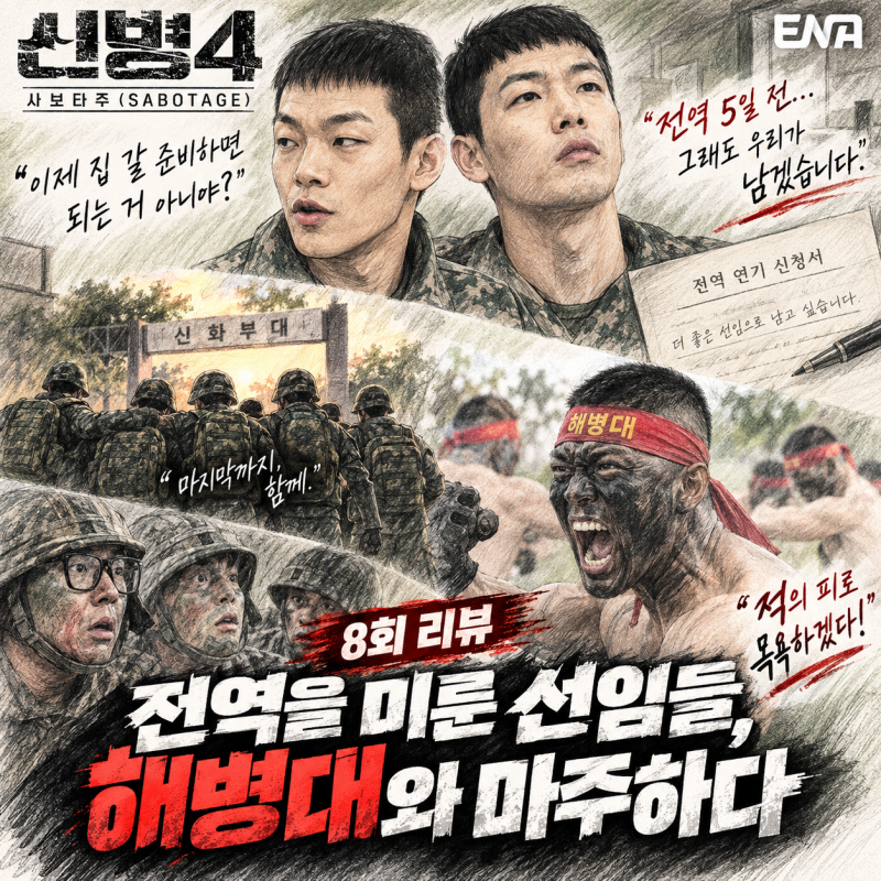 신병4 8회 리뷰｜강찬석·최병남 전역 5일 앞두고 ‘전역 연기’…해병대 상륙기습대 등장에 ....