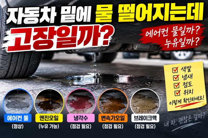 자동차 밑에 물 떨어지는데 고장일까? 에어컨 물과 누유 구별하는 법