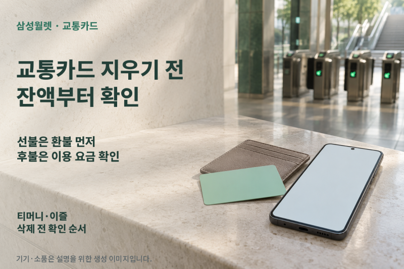 삼성월렛 교통카드 삭제 전, 충전한 잔액은 어떻게 돌려받을까