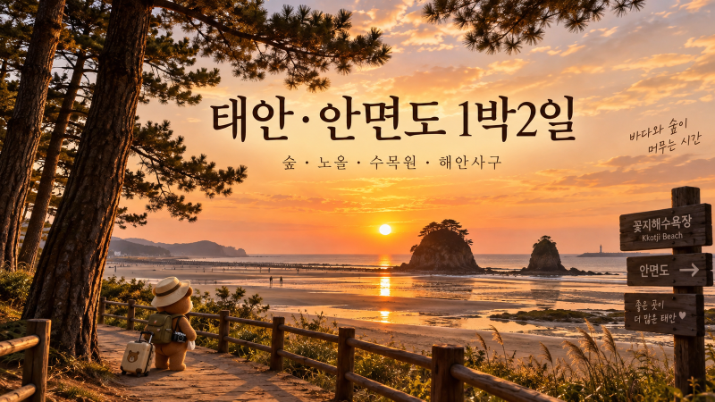 태안·안면도 1박2일 여행｜안면도자연휴양림·꽃지해변·천리포수목원·신두리 해안사구
