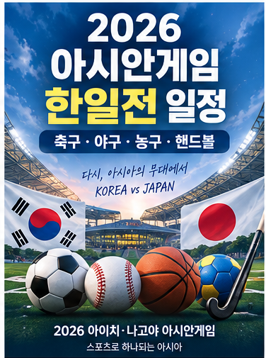 2026 아시안게임 한일전 일정｜축구·야구·농구·핸드볼 한국 일본 경기 언제?