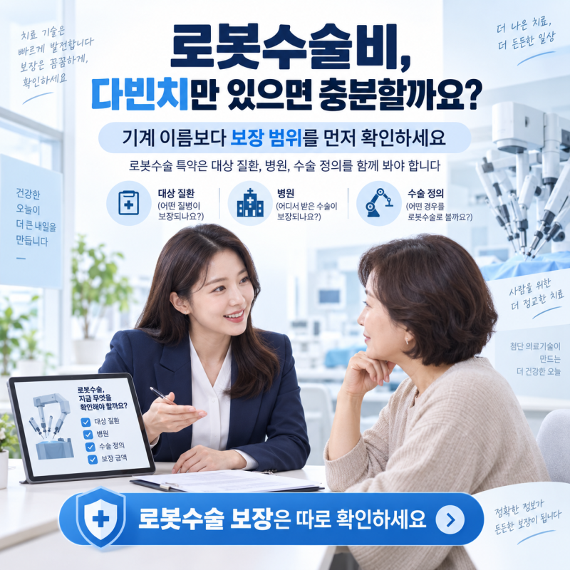 로봇수술비, 다빈치만 확인하면 될까요? 수술기계보다 이것을 보세요