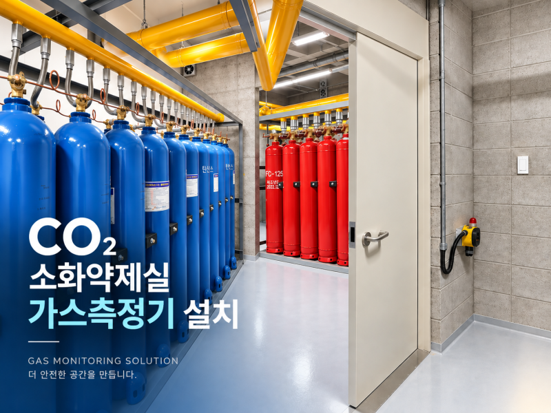 이산화탄소 CO2 소화약제실 산소농도측정기 경보장치 설치 사례