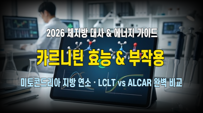L-카르니틴 2026 완전정복 : 미토콘드리아 지방 연소·만성 피로 에너지 생성부터 심장 심근 보....