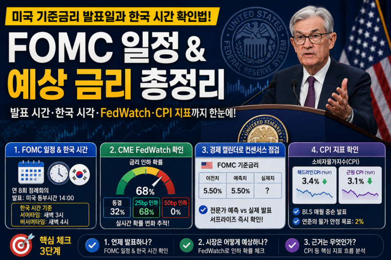 미국 금리 발표 임박! : FOMC 발표일 시간 예상금리 소비자물가 확인하는 방법 총정리