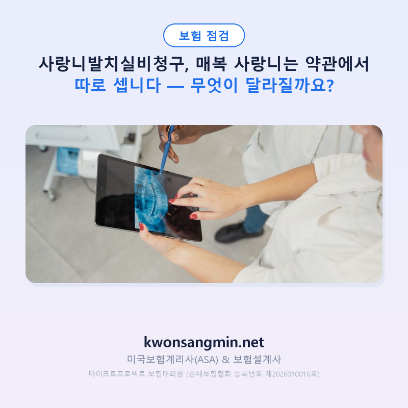 사랑니발치실비청구, 매복 사랑니는 약관에서 따로 셉니다 — 무엇이 달라질까요?