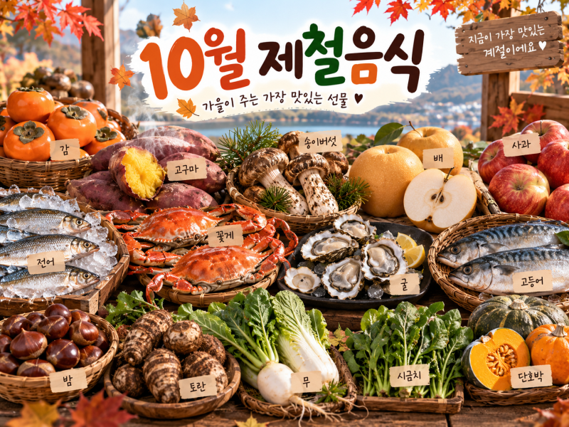 10월 제철음식 총정리｜과일 해산물 채소 가을 제철 먹거리