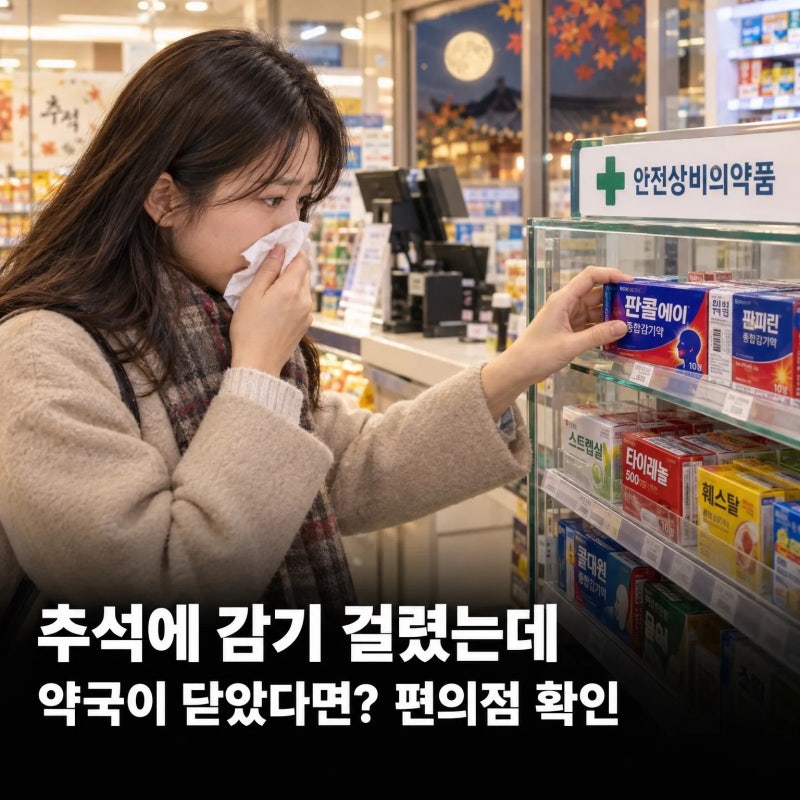 추석에 감기 걸렸는데 약국이 닫았다면? 편의점 감기약 확인