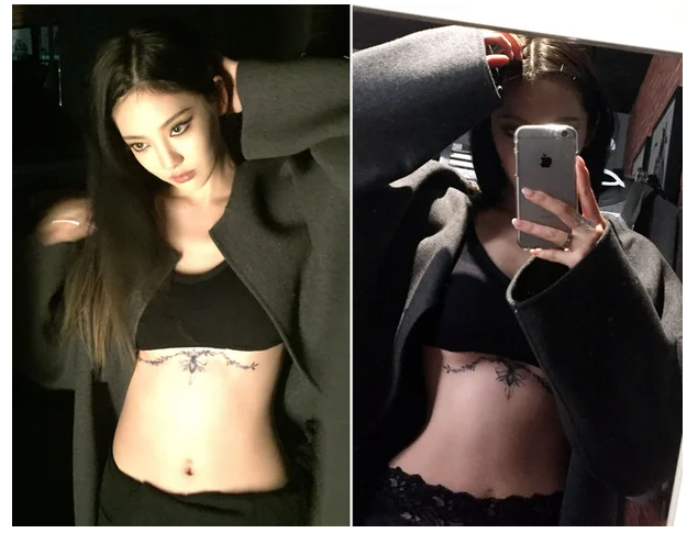 '언더붑 타투' 깜짝 공개한 닝닝, 퇴폐미 넘치는 카리스마